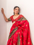 Vintage Opulence Pink and Green Saree with Blouse Fabric
